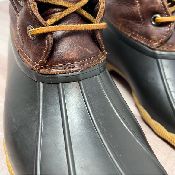 Sperry Topsider Womens 7m Brown Leather Duck Boots. Rain Boots. Side Zip. Rubber - Picture 9 of 14